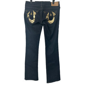 True Religion Jeans Becky Boot Cut Gold Foil Pocket Logo Sz 29 Made In USA B21